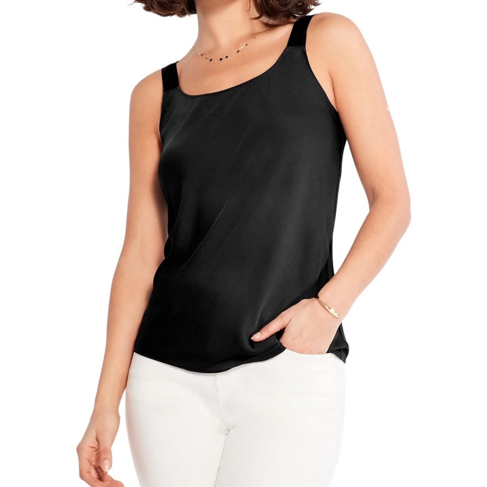NIC+ZOE Women's Crepe Silky Sleeveless Tank Top Black L Large